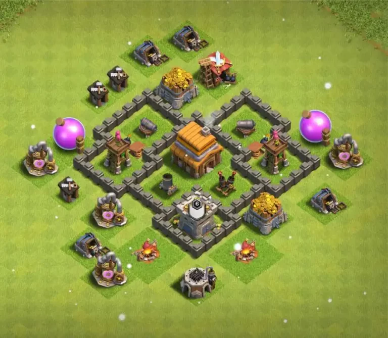 Best Town hall 4 Trophy and Hybrid Base 2023 | th4 base layout link